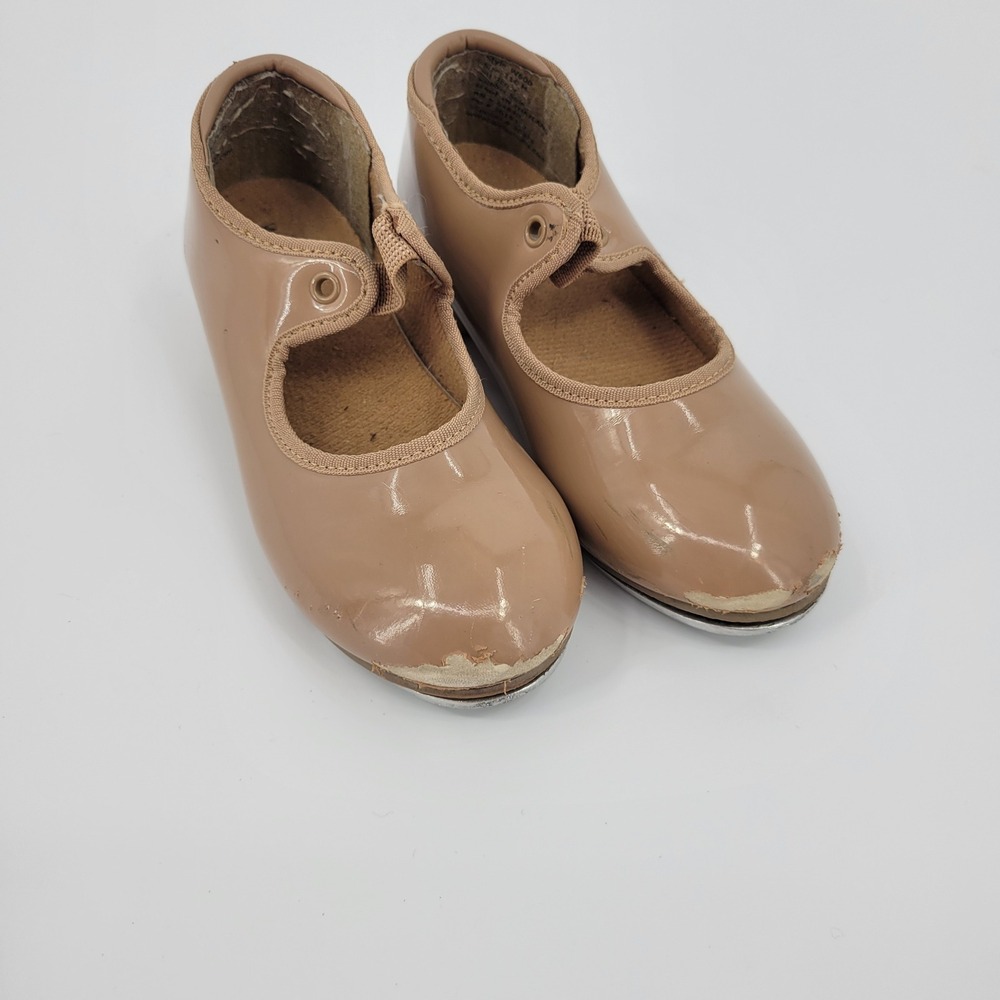 Weissman Tap Shoes Kids 11C Tan Patent Leather W600 Dance Shoes Dancewear - Picture 2 of 10
